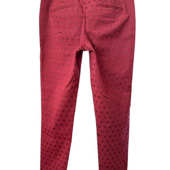 Talbots Signature Red Ankle Cropped Pants Dotted Texture Slim Flat Front 6 EUC - Picture 4 of 8
